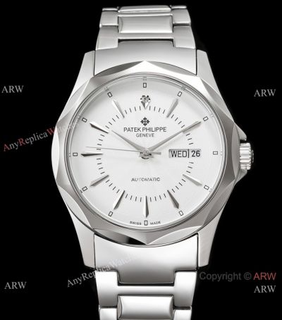 Newest Replica Patek Philippe Geneve 904L Stainless Steel White Dial Watch